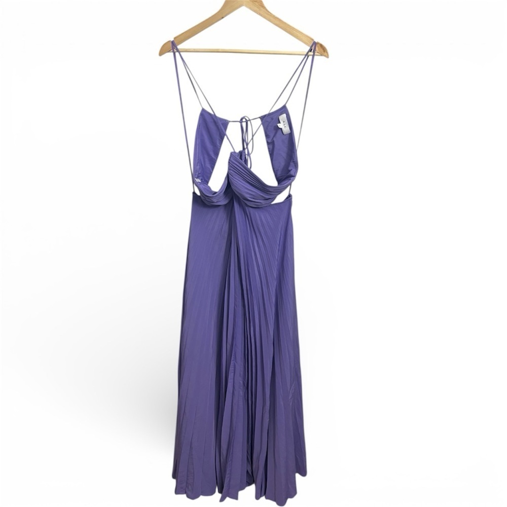 A.L.C. Moira Pleated Purple Halter Maxi Dress Size 14 - Picture 6 of 9